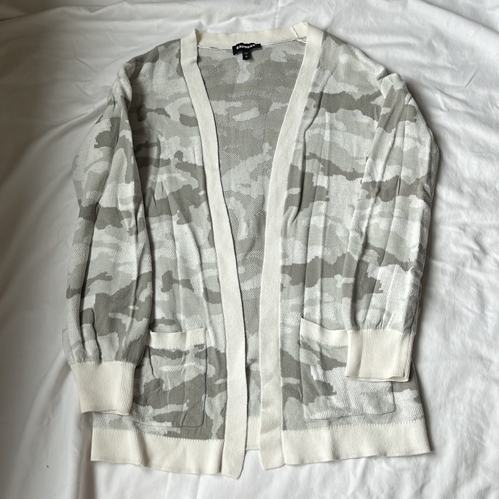 Express Camo Open Front Sweater - image 3